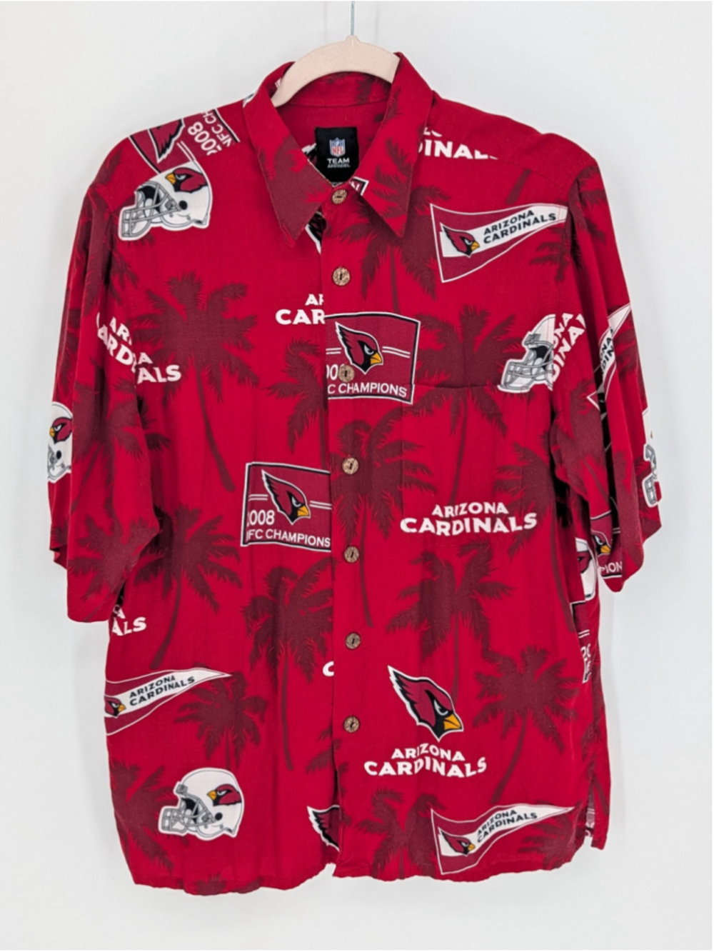 Arizona Cardinals 2008 NFC Champions Hawaiian Shirt NFL Team Apparel M Rayon